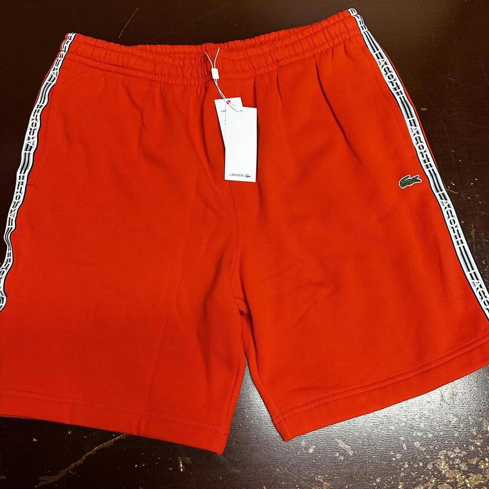 Lacoste Red Athletic Shorts with Side Tape